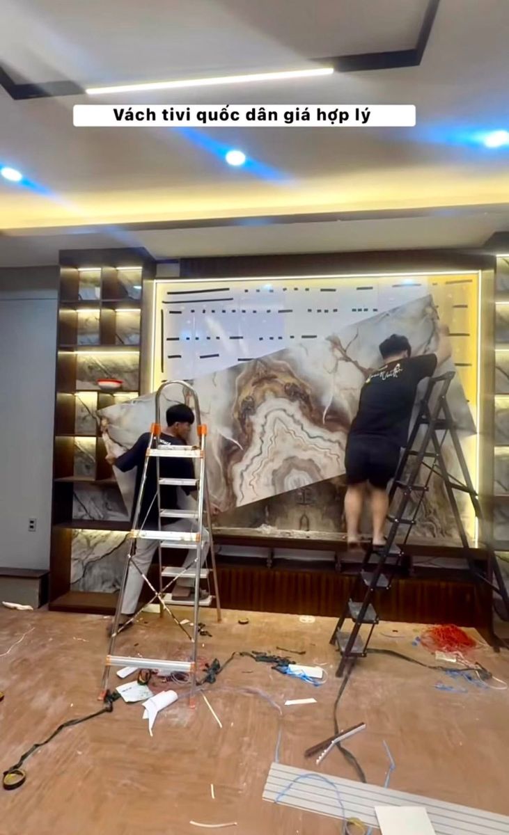 Vinh Quang Decor ứng dụng thi công tấm ốp PVC vân đá