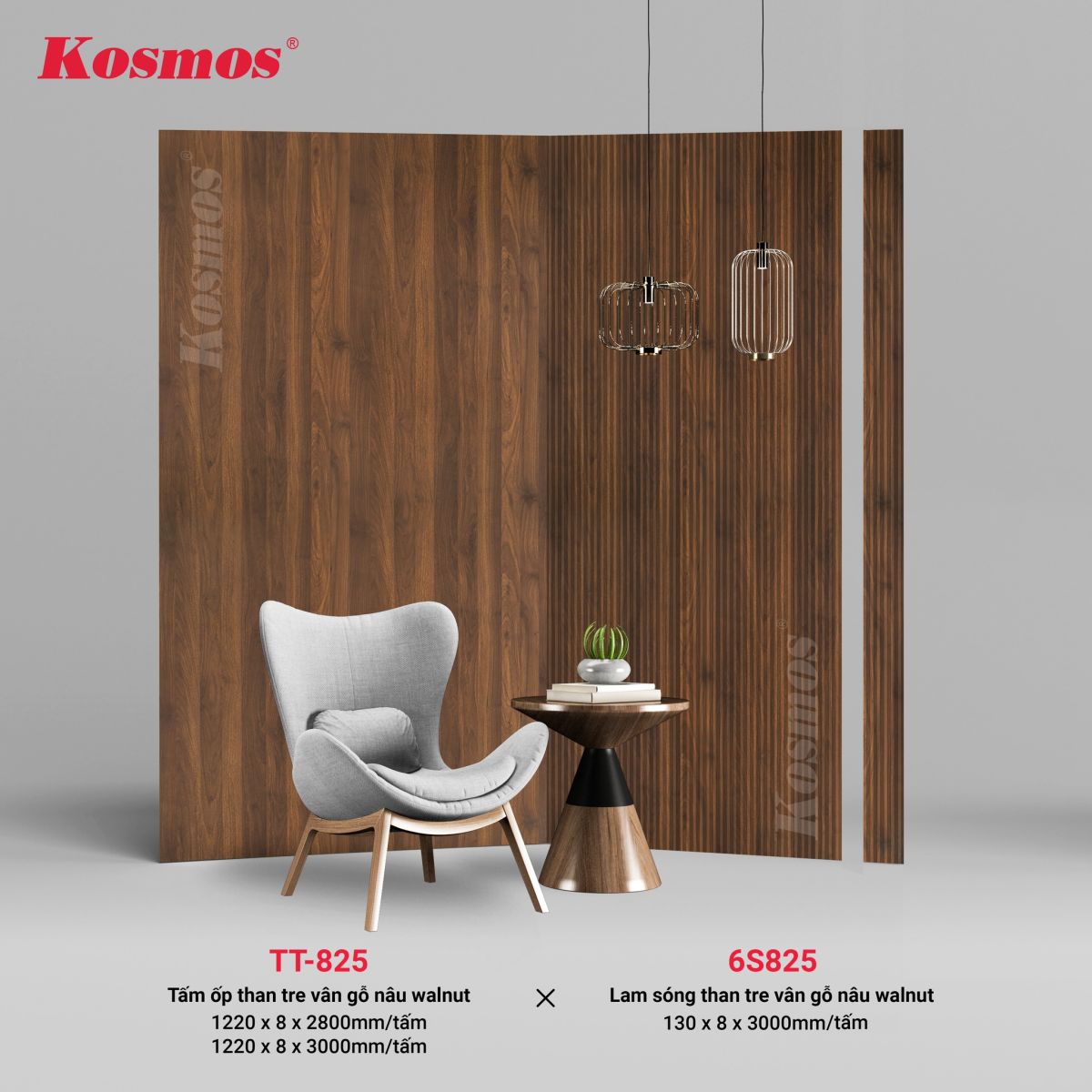 Tấm Ốp Than Tre Vân Gỗ Kosmos
