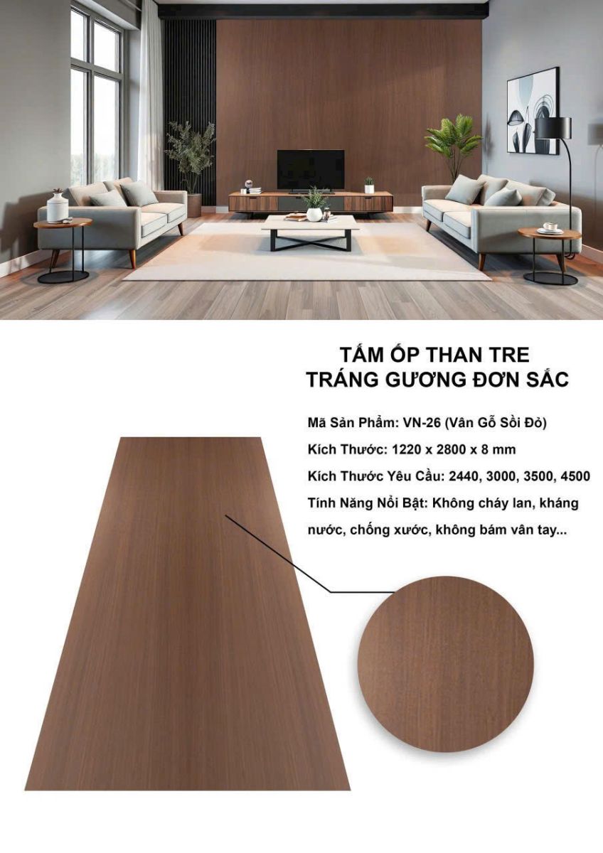 Tấm Ốp Than Tre Vân Gỗ Kosmos