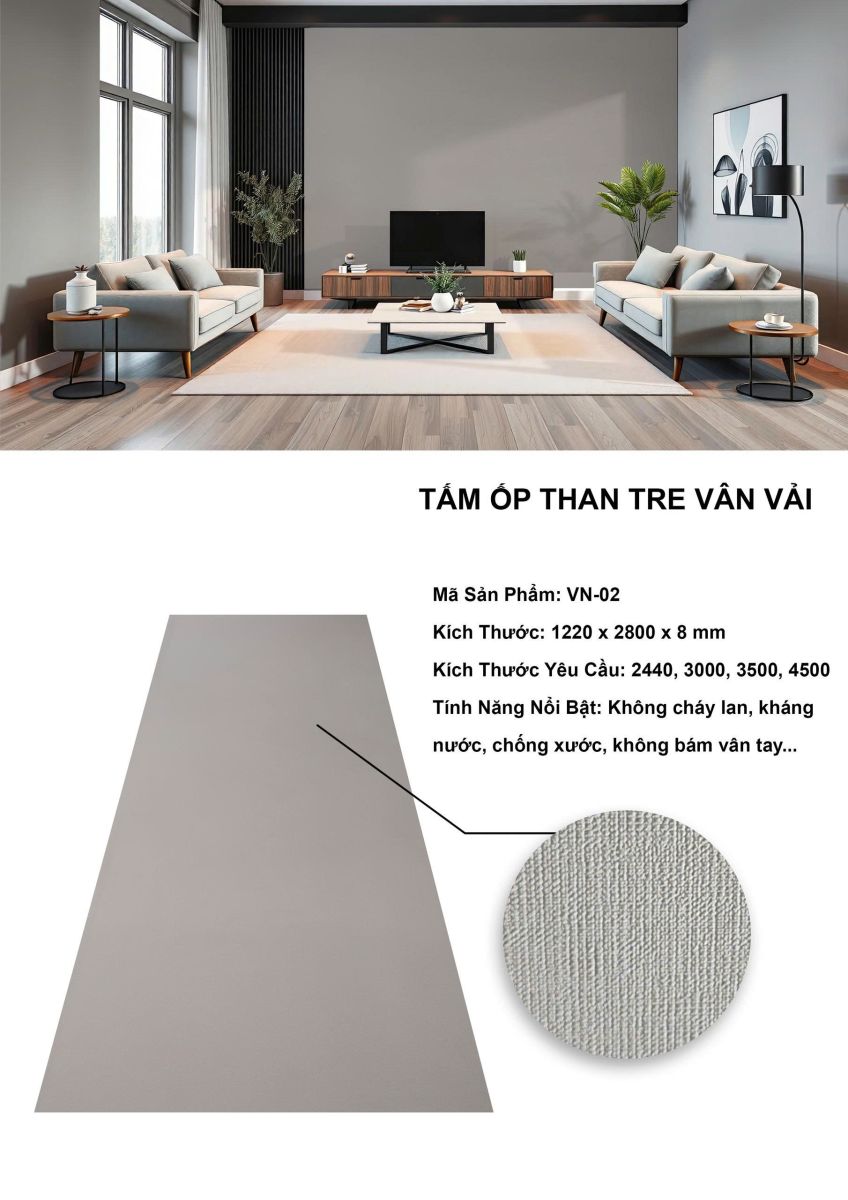 Tấm Ốp Than Tre Vân Vải