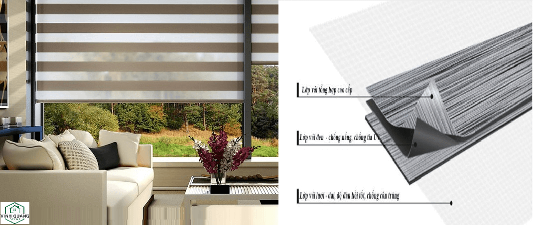 Cấu tạo lớp vài của rèm cầu vông Vinh Quang Decor