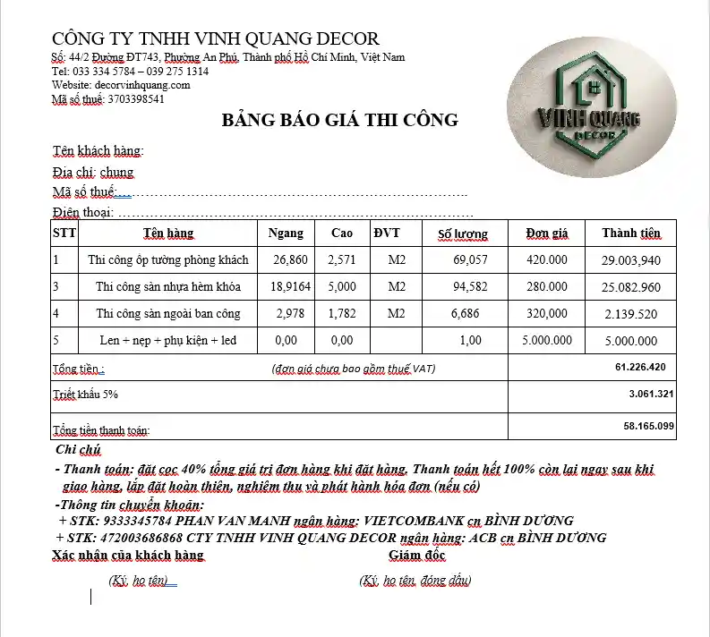 Bảng giá thi công trọn gói cải tạo tường ẩm mốc