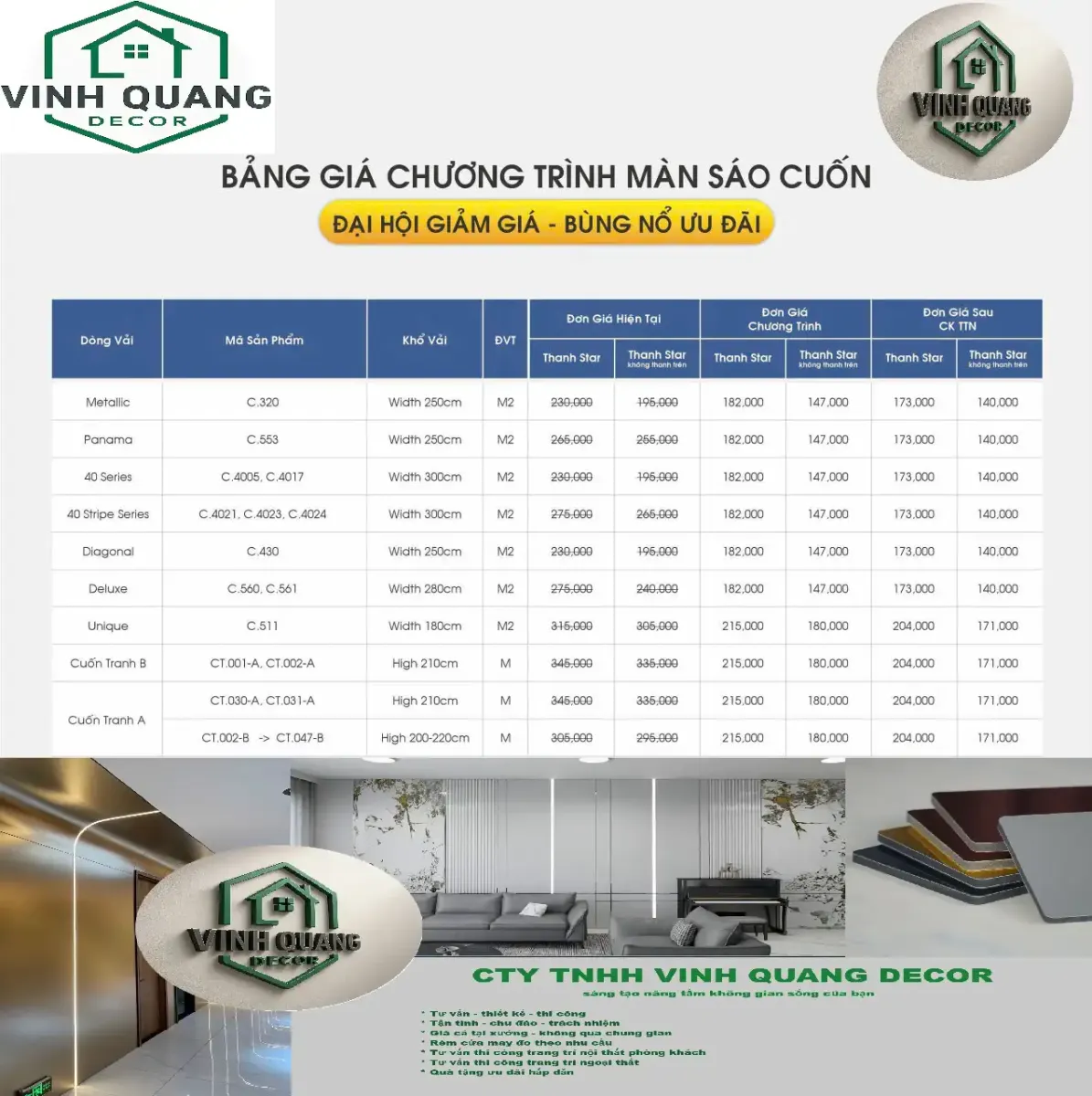 Bảng giá thi công rèm cửa tại Bình Dương