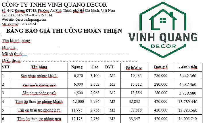 Bảng giá thi công tấm ốp than tre tại Vinh Quang Decor