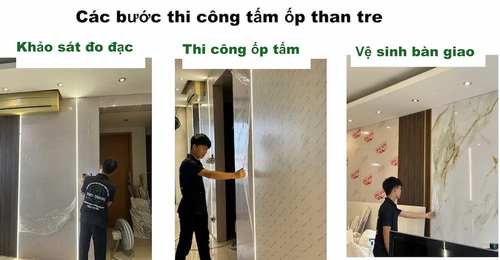 Các bước thi công tấm ốp tường Vinh Quang Decor