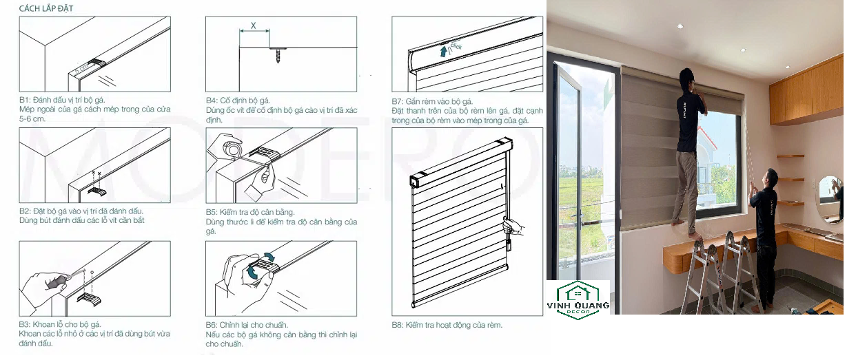 Hướng dẫn cách lắp đặt rèm cầu vồng Vinh Quang Decor