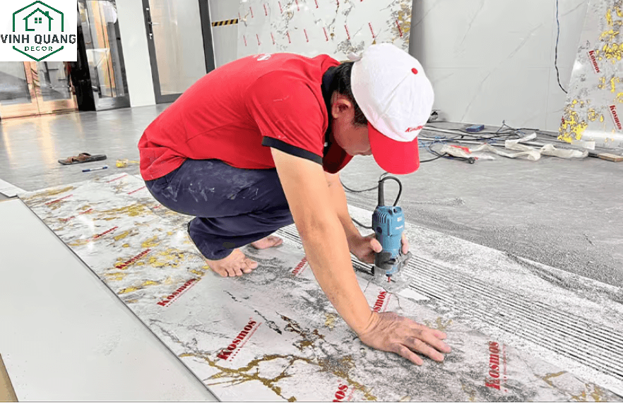 Kỹ thuật phay gập góc tấm ốp than tre