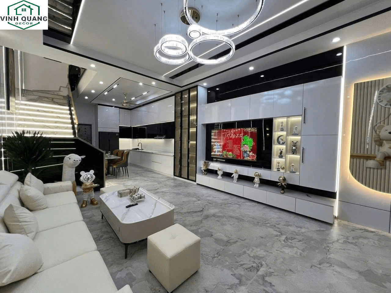 Vinh Quang decor thi công vách tivi tại Dĩ An 
