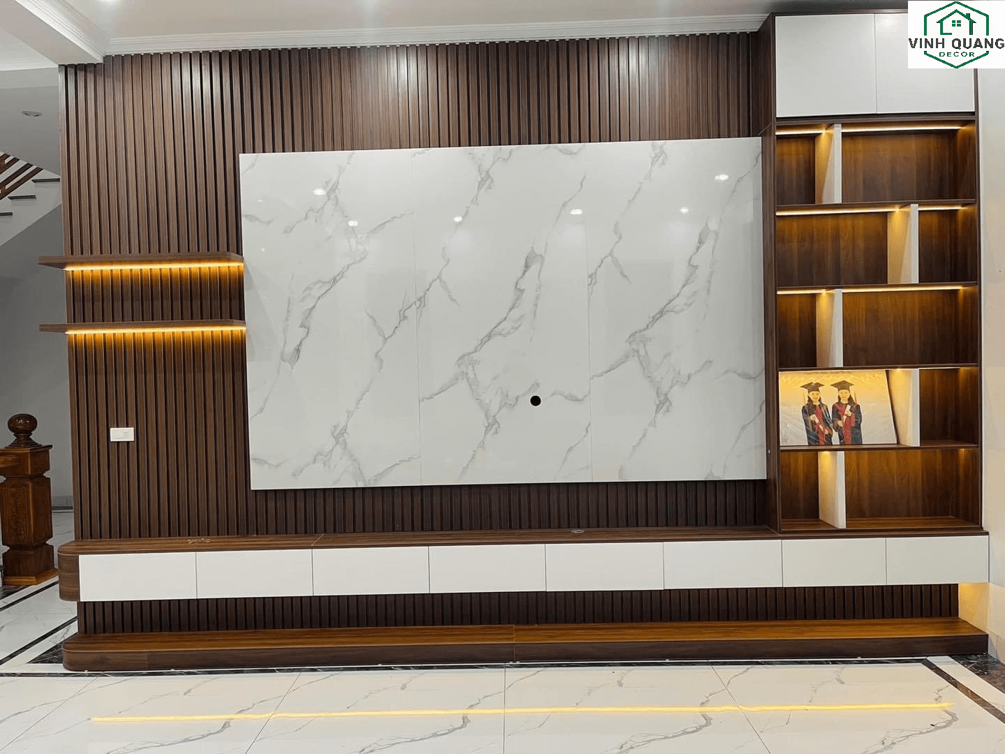Vinh Quang Decor thi công vách tivi tại thủ dầu một