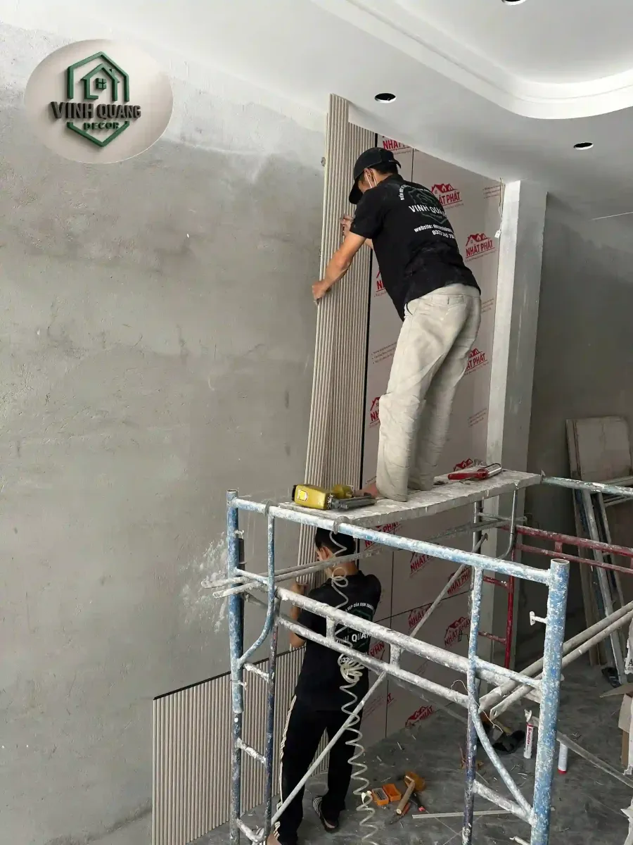 Thi công tấm ốp tường khu dân cư Phú Hồng Lộc