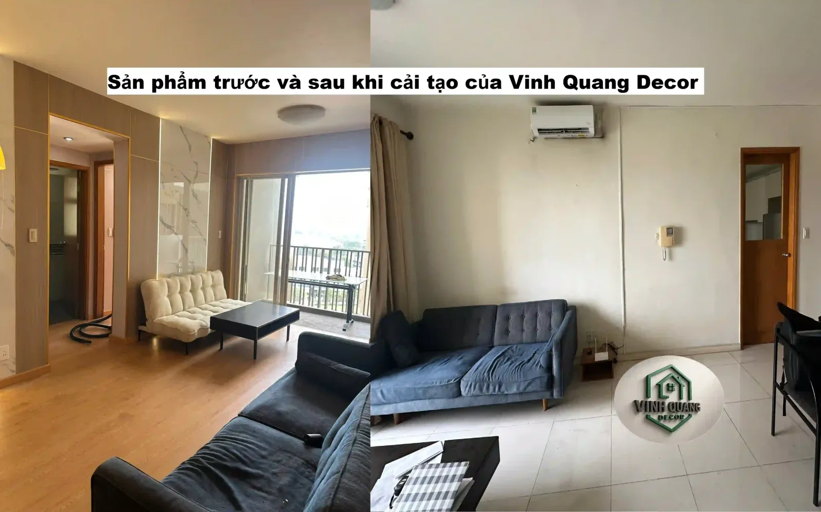 Trước và sau khi cải tạo nhà bàng tấm ốp than tre